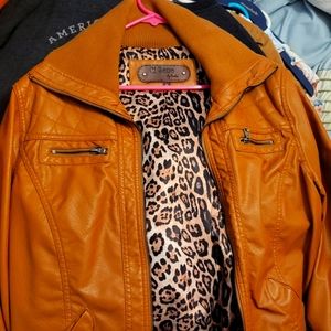 Brown leather jacket